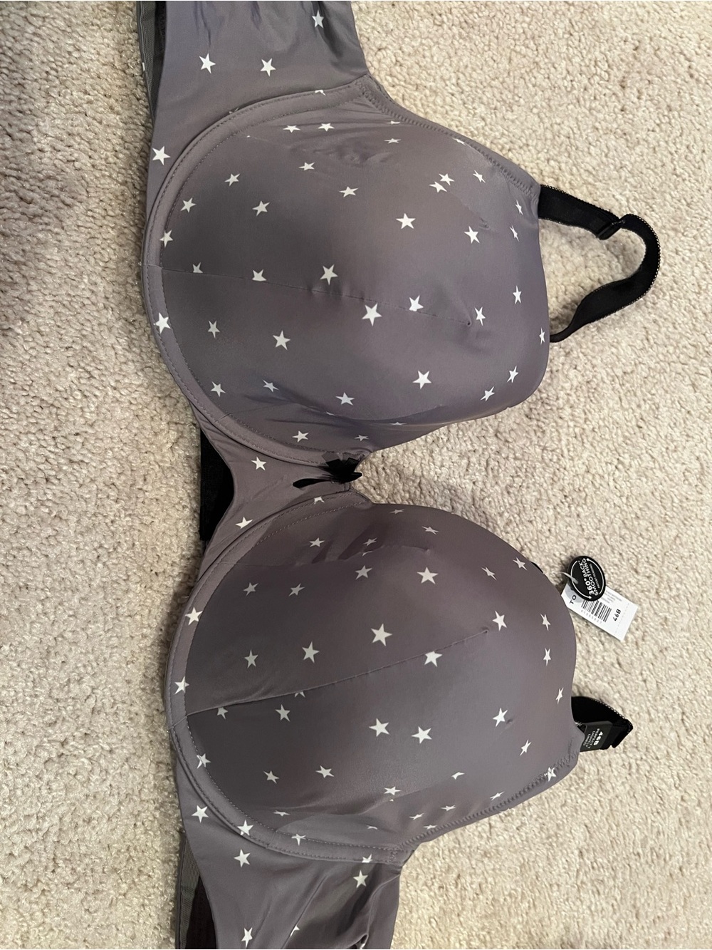Torrid Perfect T Lightly Lined Bra in True Star Silver 46B NWT